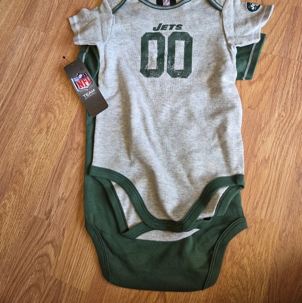 NY Jets Baby 24M Bodysuit 2pc NFL NWT 100% Cotton Football Athletic
